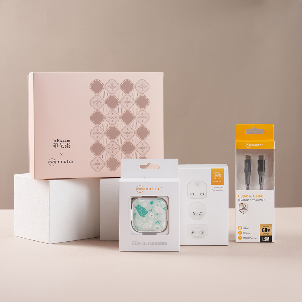 印花樂ＸMaktar聯名口袋快充禮盒組- 66W充電器(含萬國轉接頭＋傳輸線＋收納袋)