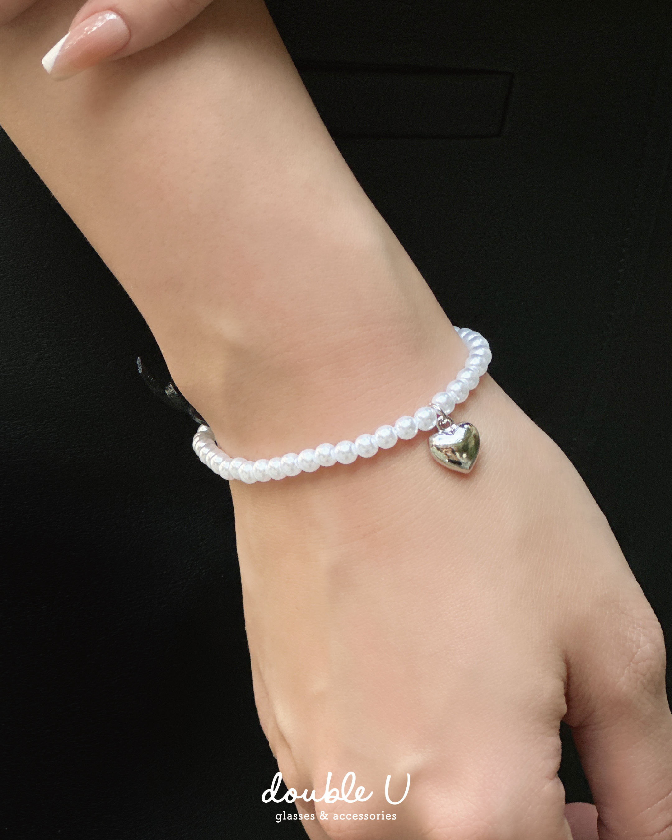 珍珠小愛心蝴蝶結手鍊・Bracelet (EHM10072)