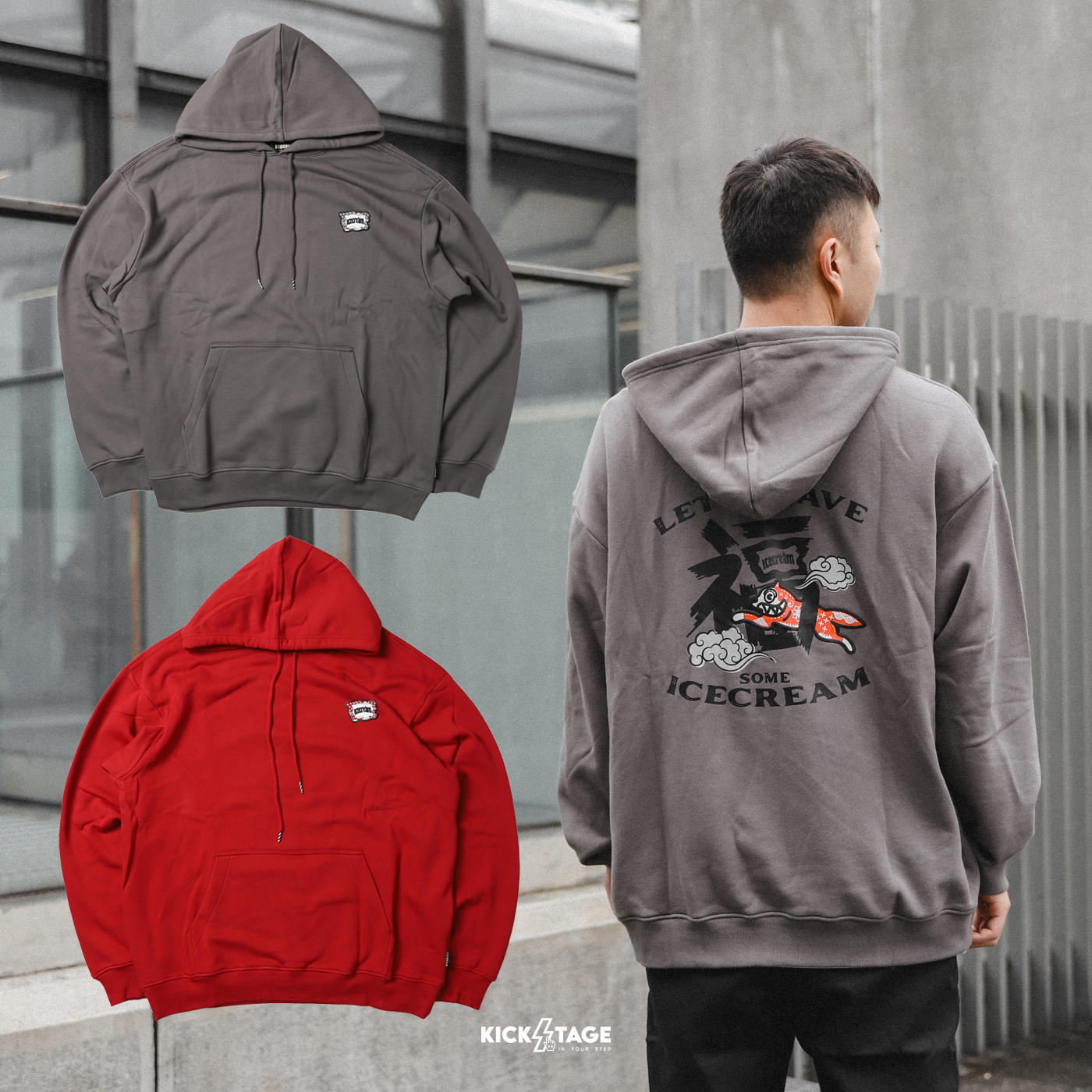 **特價商品售出不退換**BBC ICE CREAM LUCKY DOG HOODIE 紅 深灰 幸運狗 福字 長袖 帽T【ISS3HD001】