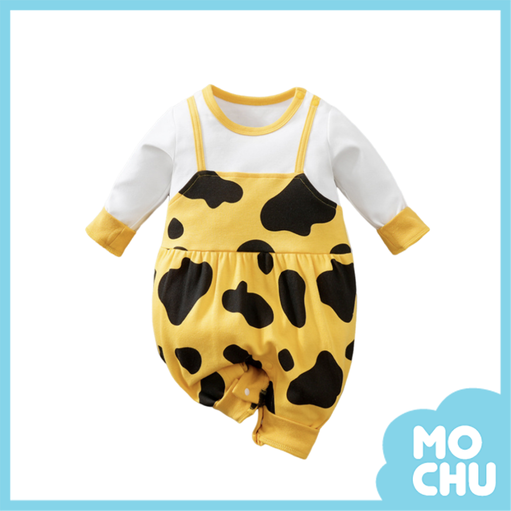 黃斑小牛長袖連身衣