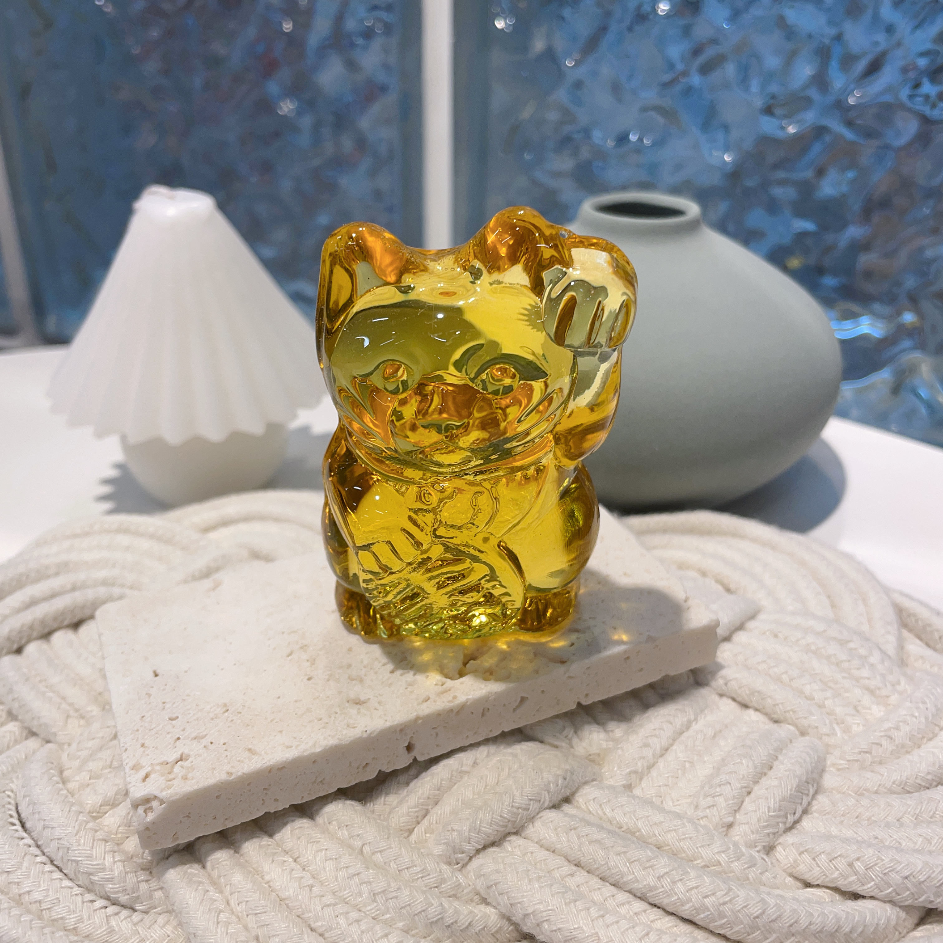 招財貓琉璃擺件