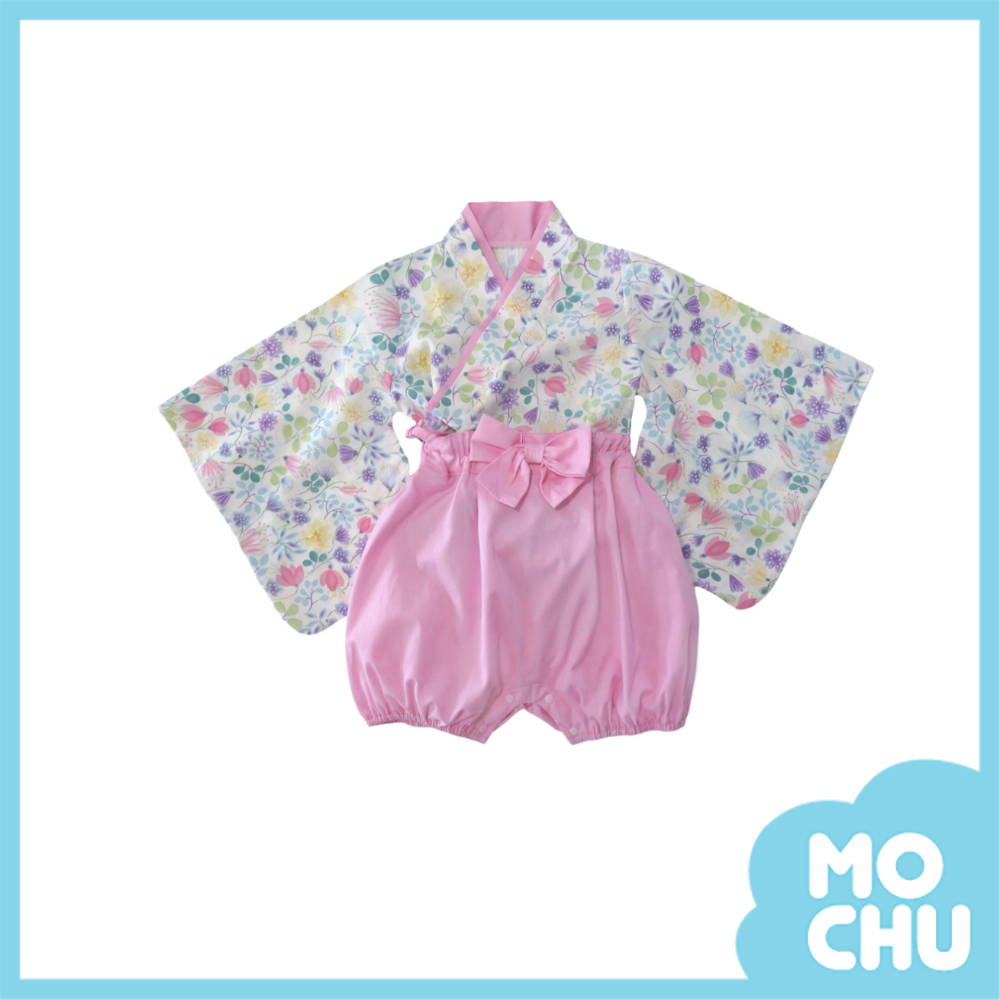 粉紫花朵小和服套裝