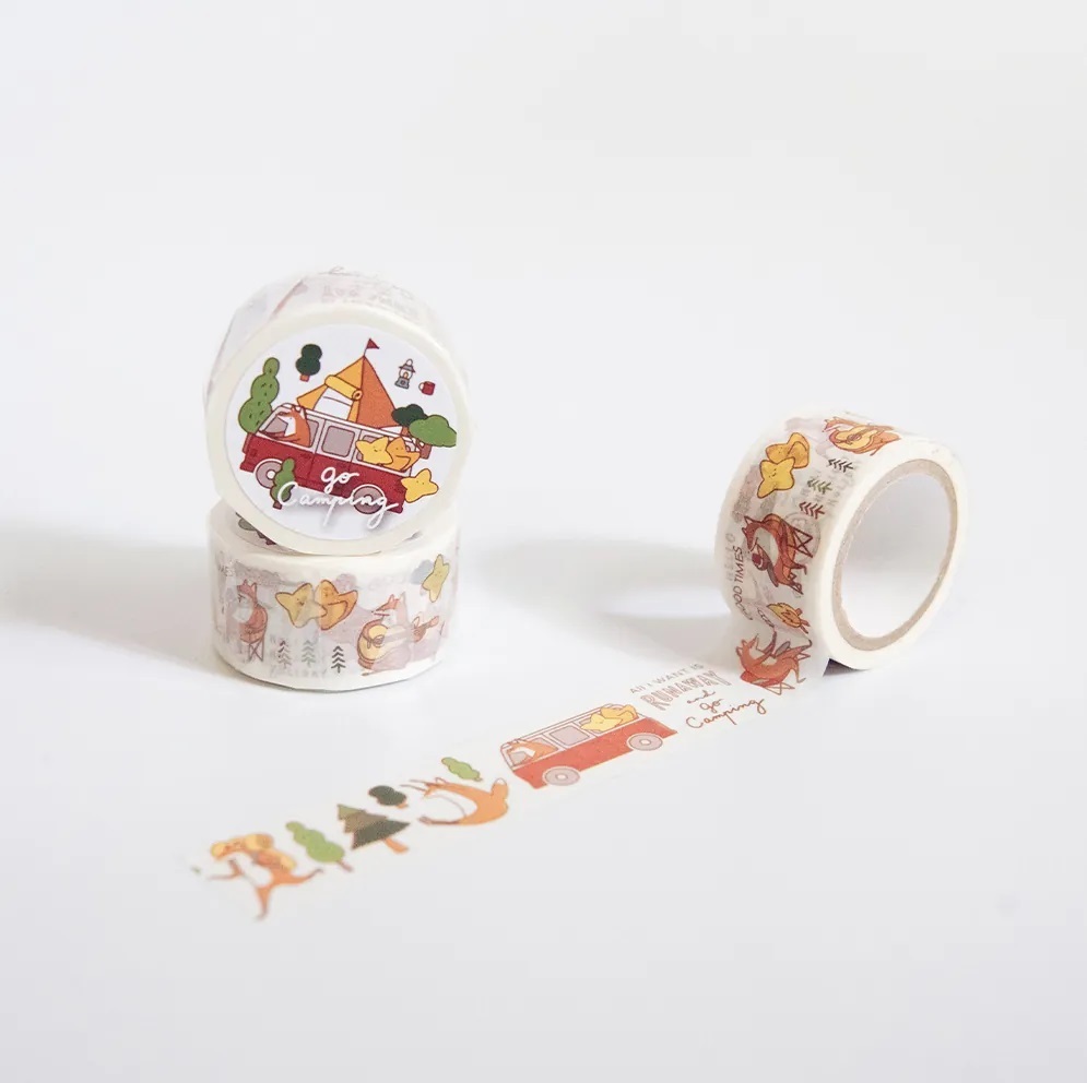 你好工作室．狐吉露營 Go Camping 2.5cm日本和紙膠帶 整捲