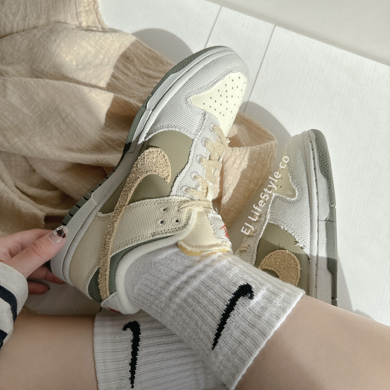 NIKE DUNK LOW 焙茶牛奶 帆布 拼接 卡其 女鞋 FZ4341-100 / 預購