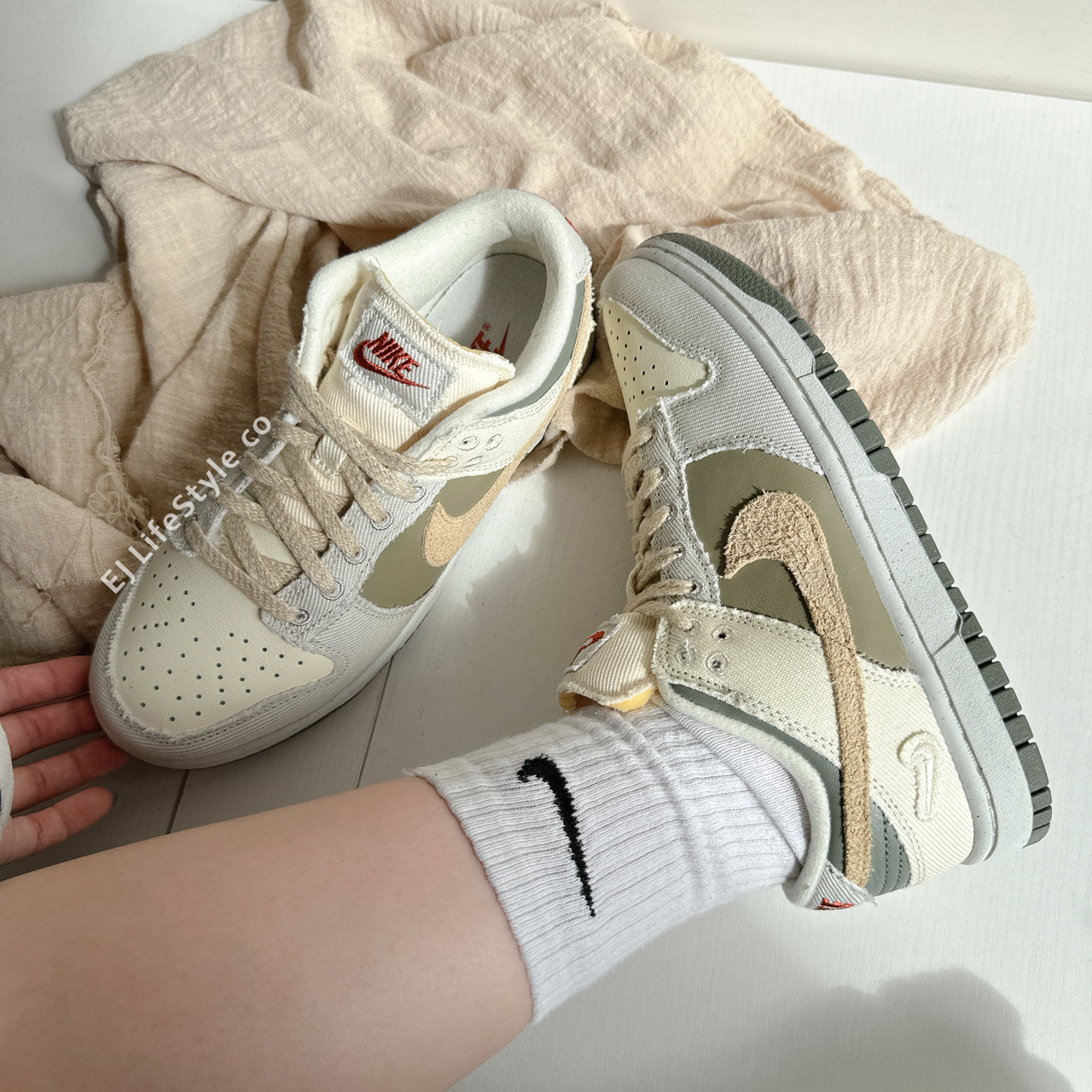 NIKE DUNK LOW 焙茶牛奶 帆布 拼接 卡其 女鞋 FZ4341-100 / 預購