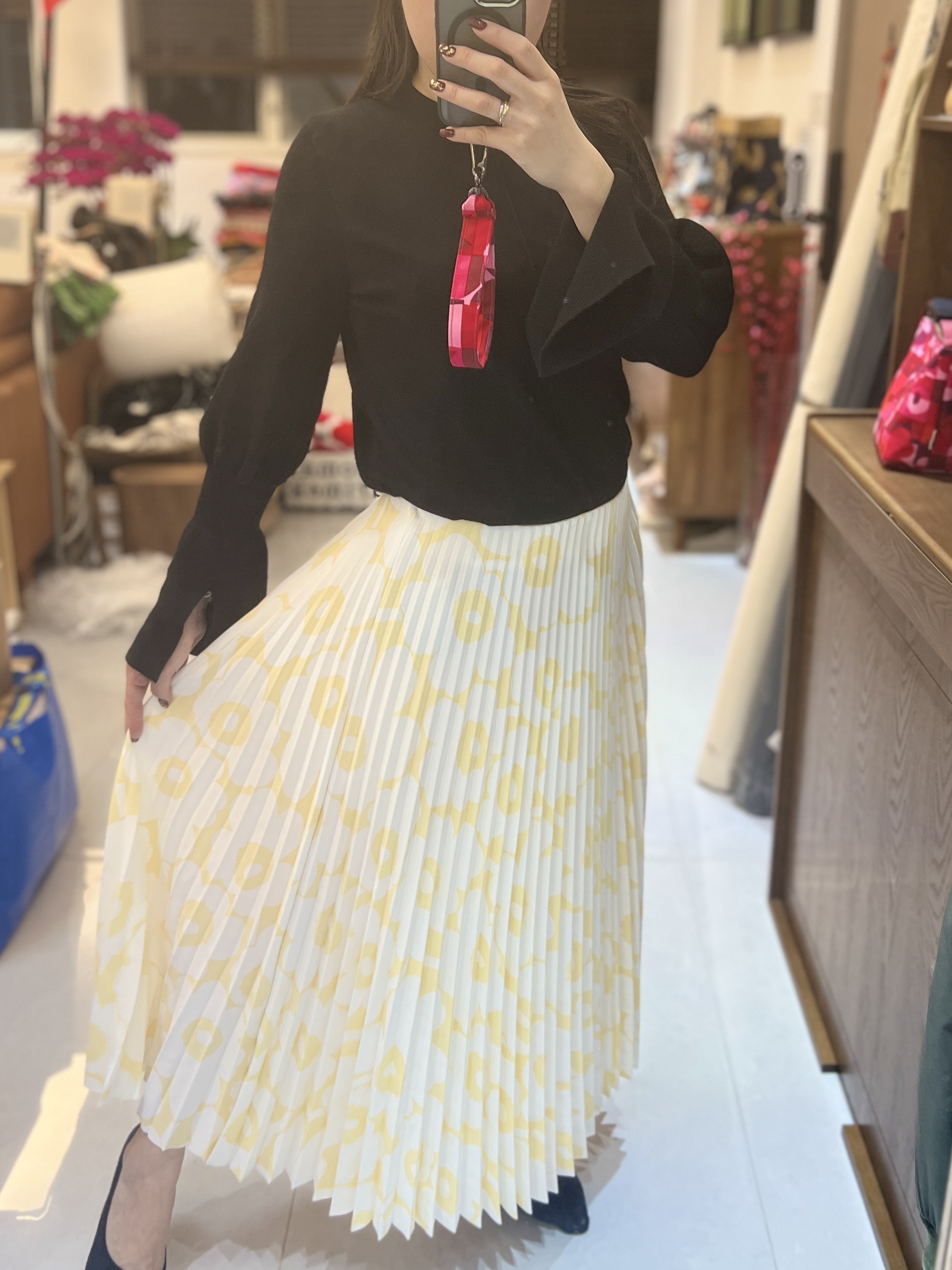 代購現貨 | Marimekko 黃色unikko 百褶裙