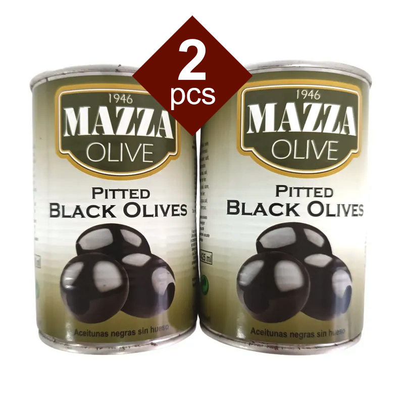 2罐意大利鹽水浸無核黑橄欖 Italy Mazza Pitted Black Olives 2 x 397 克/罐