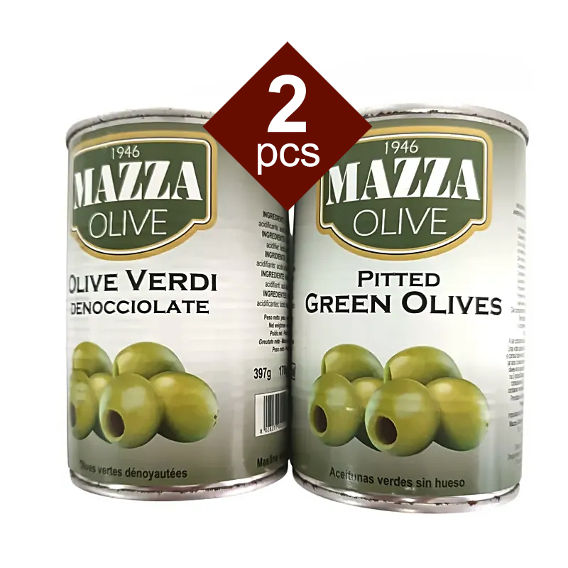 2罐意大利鹽水浸無核青欖 Italy  Mazza Pitted Green Olives 2 x 397 克/罐