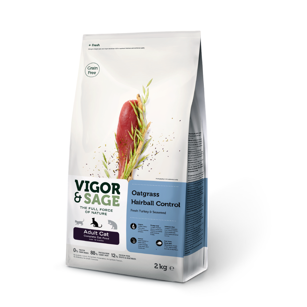Vigor & Sage® | 燕麥草去毛球成貓糧 2kg