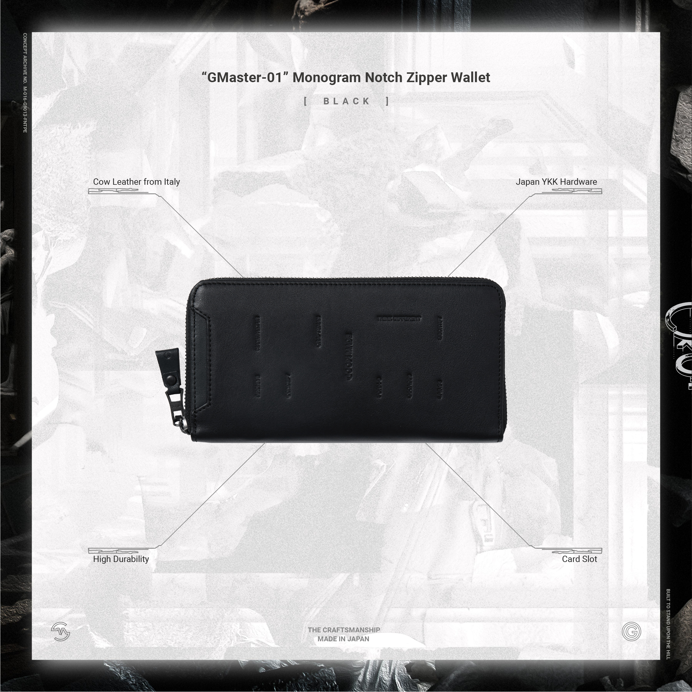 GOOPiMADE “GMaster-01” Monogram Notch Zipper Wallet - Black