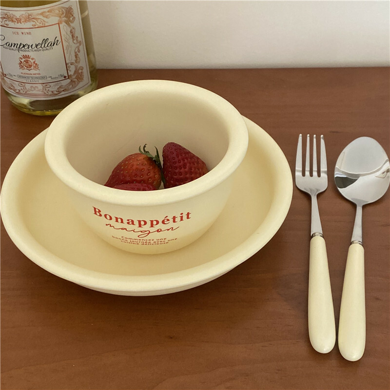 《3639》韓風奶油色字母陶瓷餐具