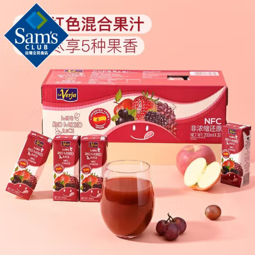 Sam's山姆 進口 小小紅色混合果汁 200毫升*30盒*1箱