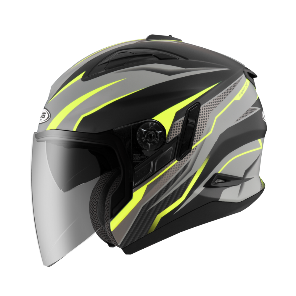 ZEUS 瑞獅 ZS613B AJ33 平光黑/螢光黃｜zeus helmets 彩繪 半罩 安全帽 雙鏡片