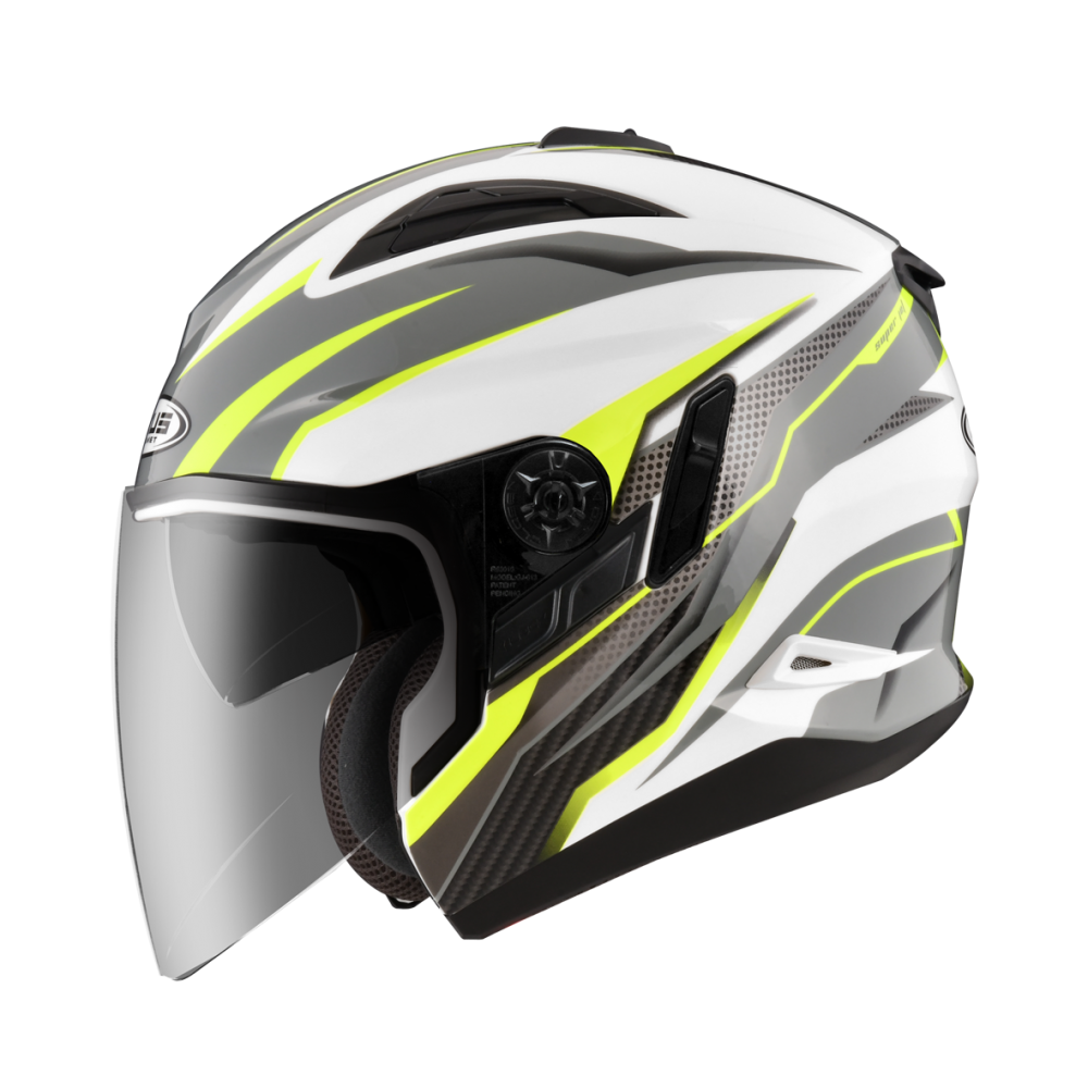 ZEUS 瑞獅 ZS613B AJ33 白/螢光黃｜zeus helmets 彩繪 半罩 安全帽 雙鏡片