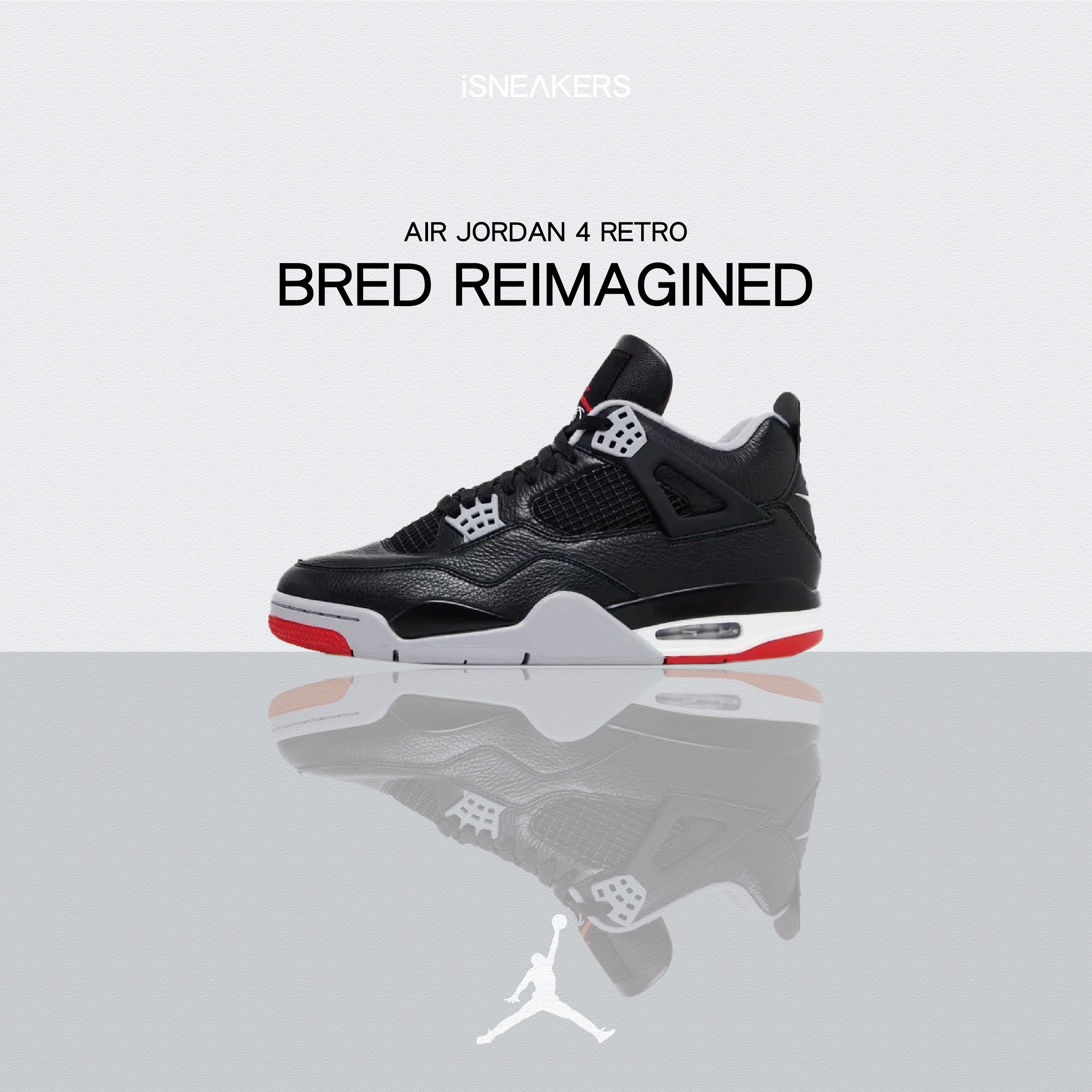 iSNEAKERS｜Air Jordan 4 Retro "Bred Reimagined" 黑公牛 男 FV5029-006 大童 FQ8213-006