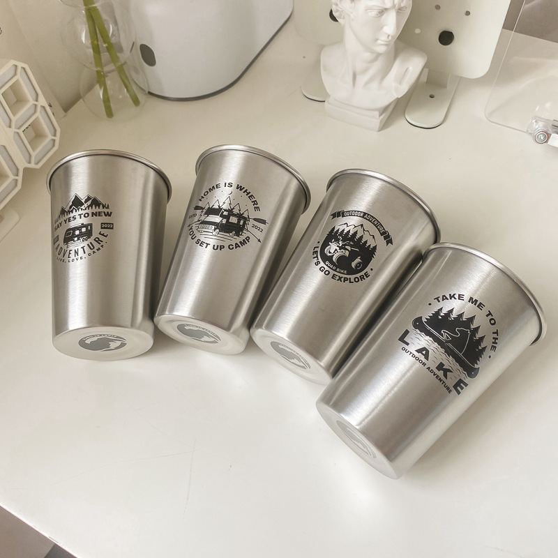 《3642》美式復古不銹鋼露營咖啡杯500ML