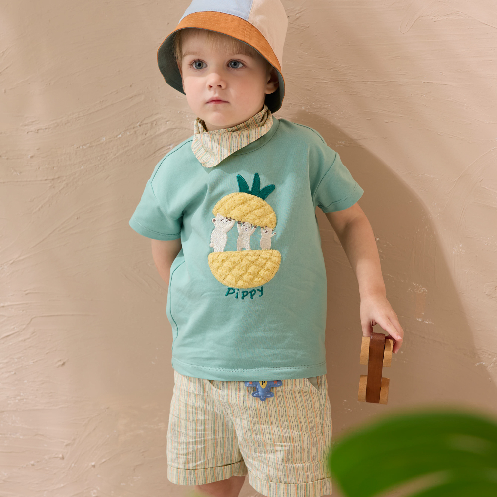 PIPPY休閒系一飛沖天飛機百搭反摺棉質短褲 黃