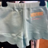 [S] MOSCHINO COUTURE EMBROIDERED PATCH SHORT PANTS,LIGHT BLUE, DA0315-0428-1333 (SM783)