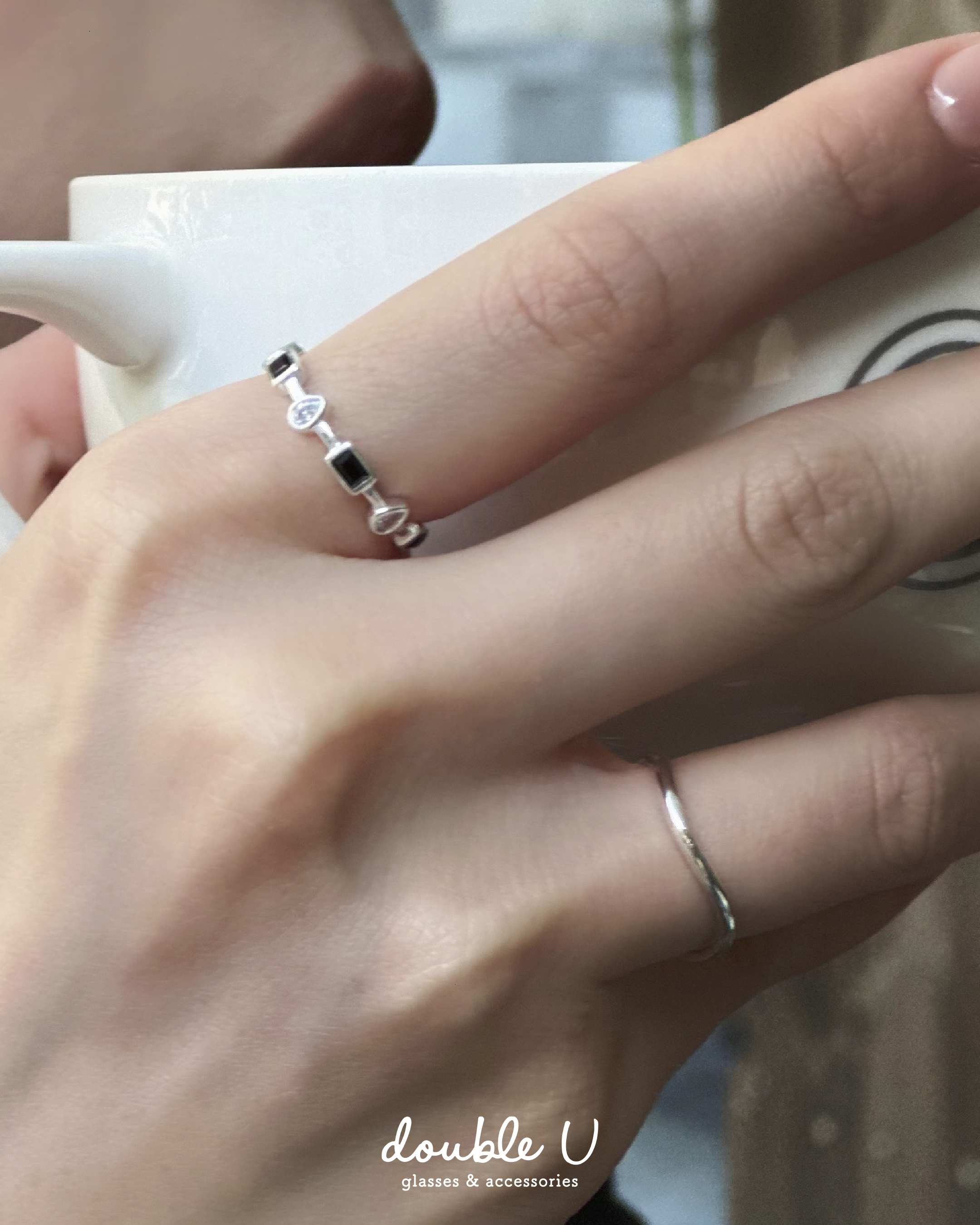 幾何水滴小鑽・純銀戒指(LRS10256)