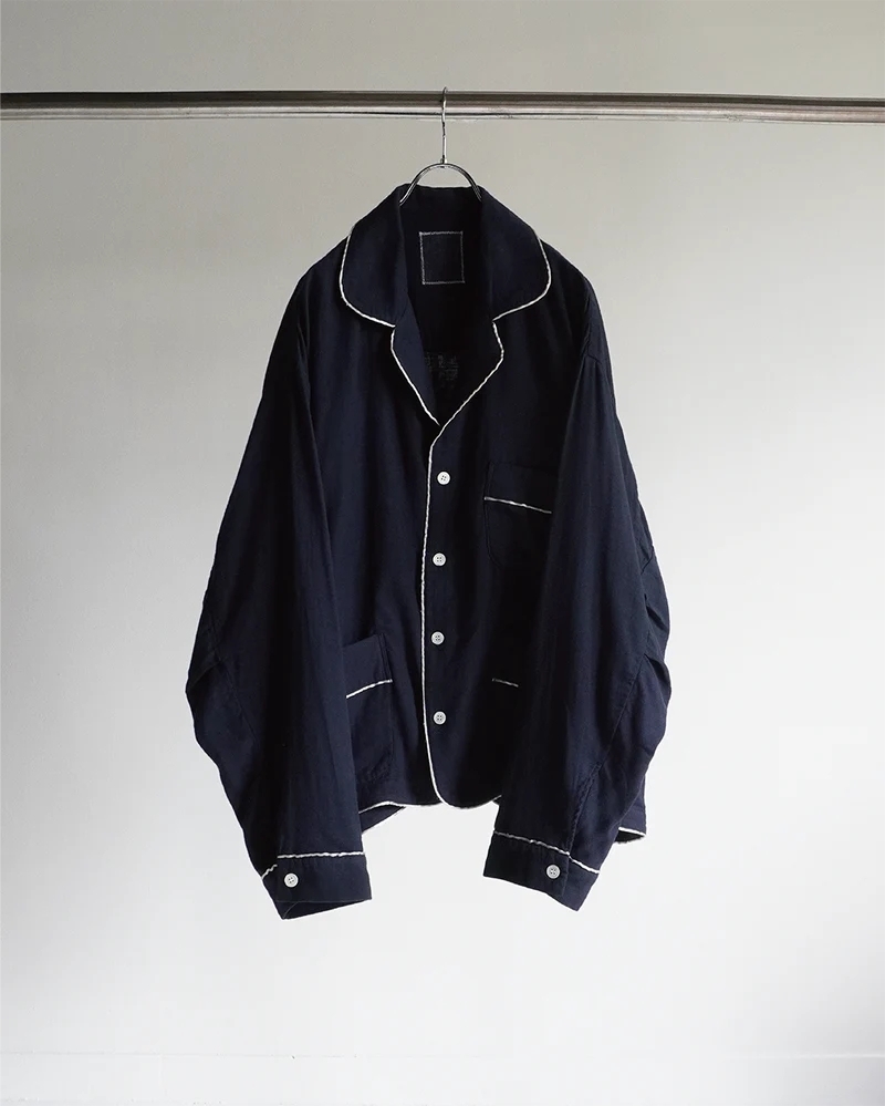 【ANCELLM】 DOUBLEGAUZE PAJAMA SHIRT ANCELLM - DOUBLEGAUZE PAJAMA SHIRT / NAVY