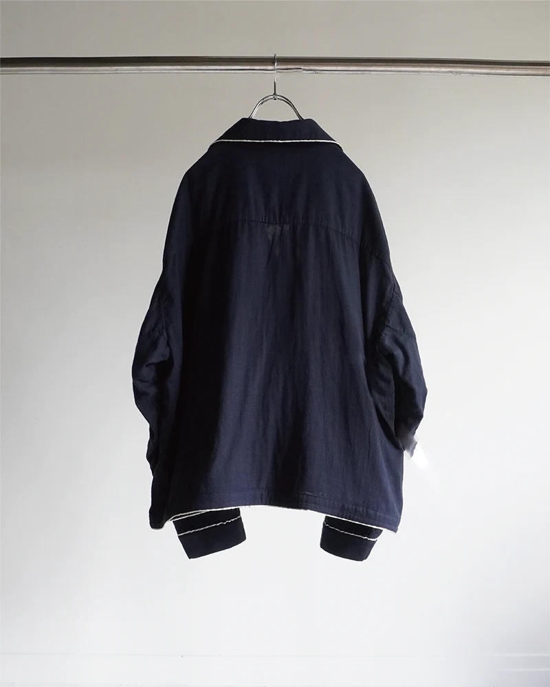 ANCELLM - DOUBLEGAUZE PAJAMA SHIRT / NAVY