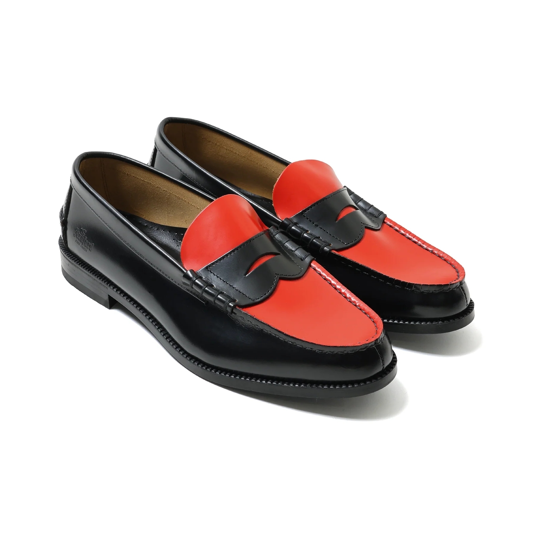 KENFORD - MENS COMBI LOAFERS / BLACK RED