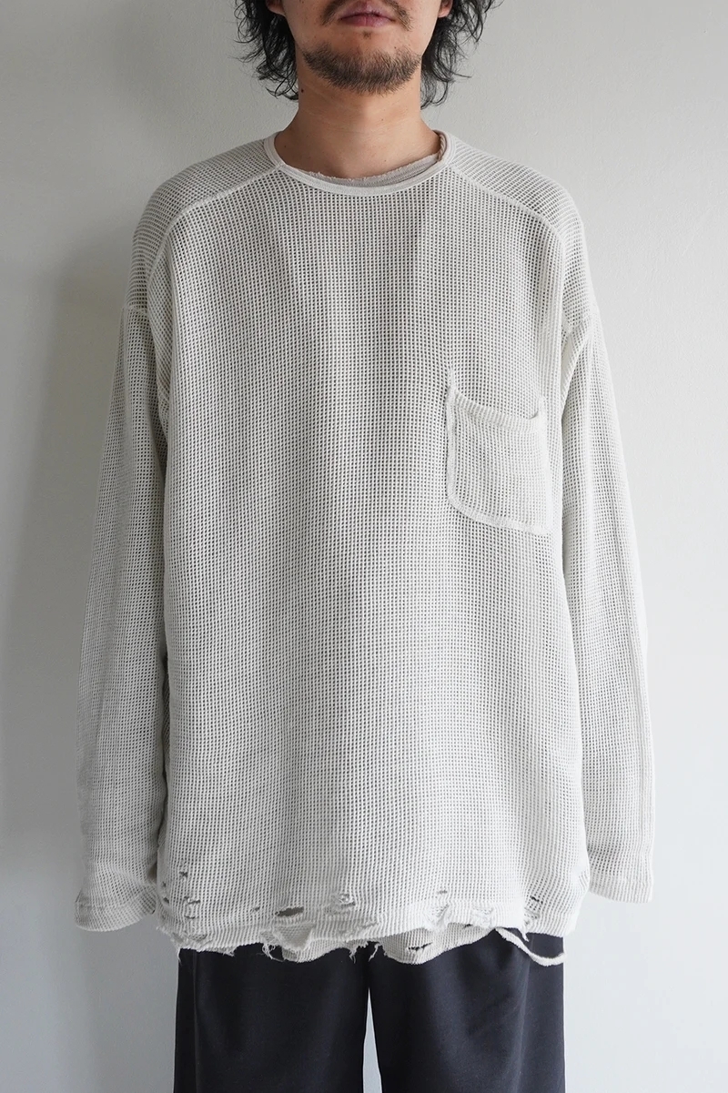 ANCELLM - DYED MESH LS T-SHIRT / 2COLORS