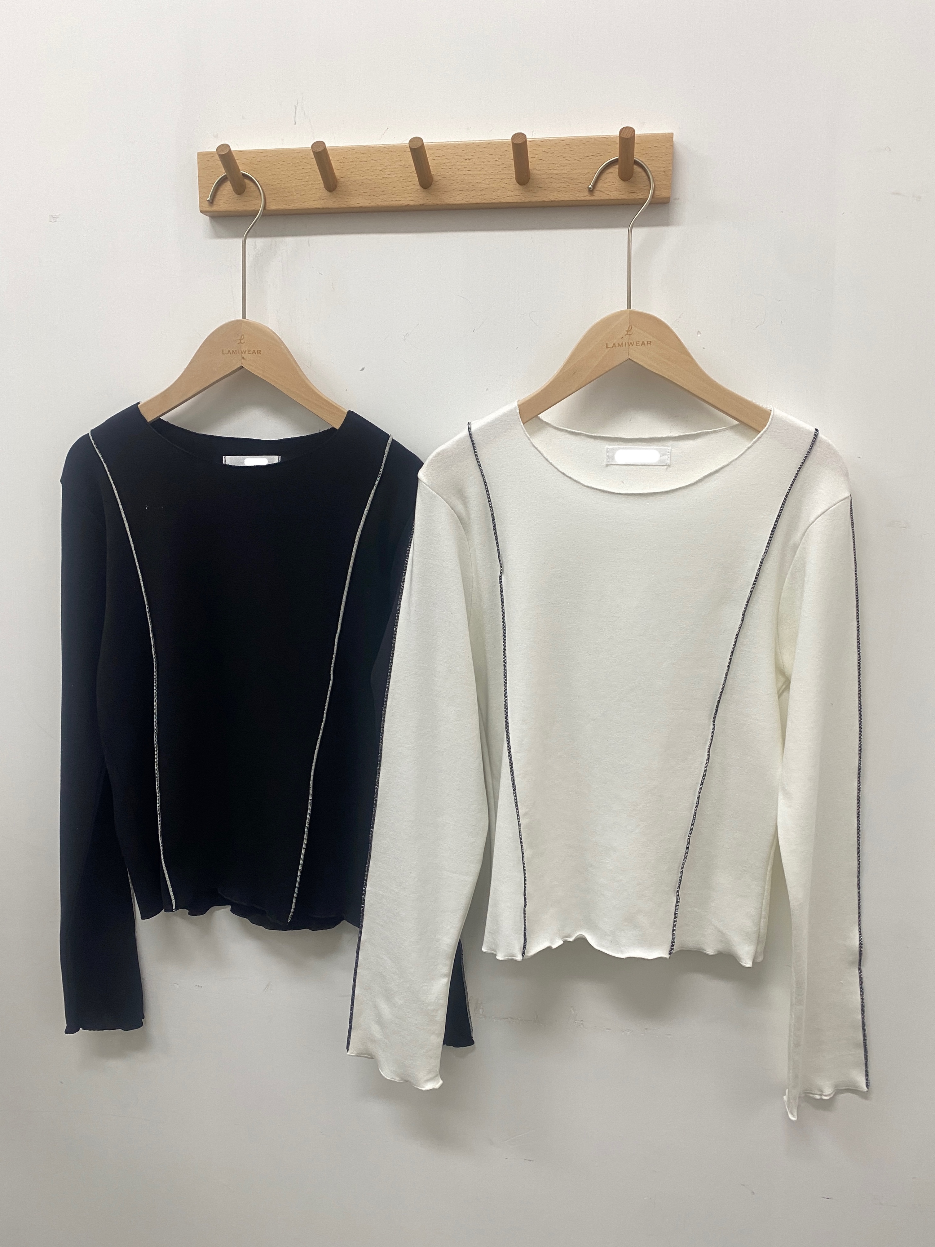 黑色only 明線邊簡約彈性長袖