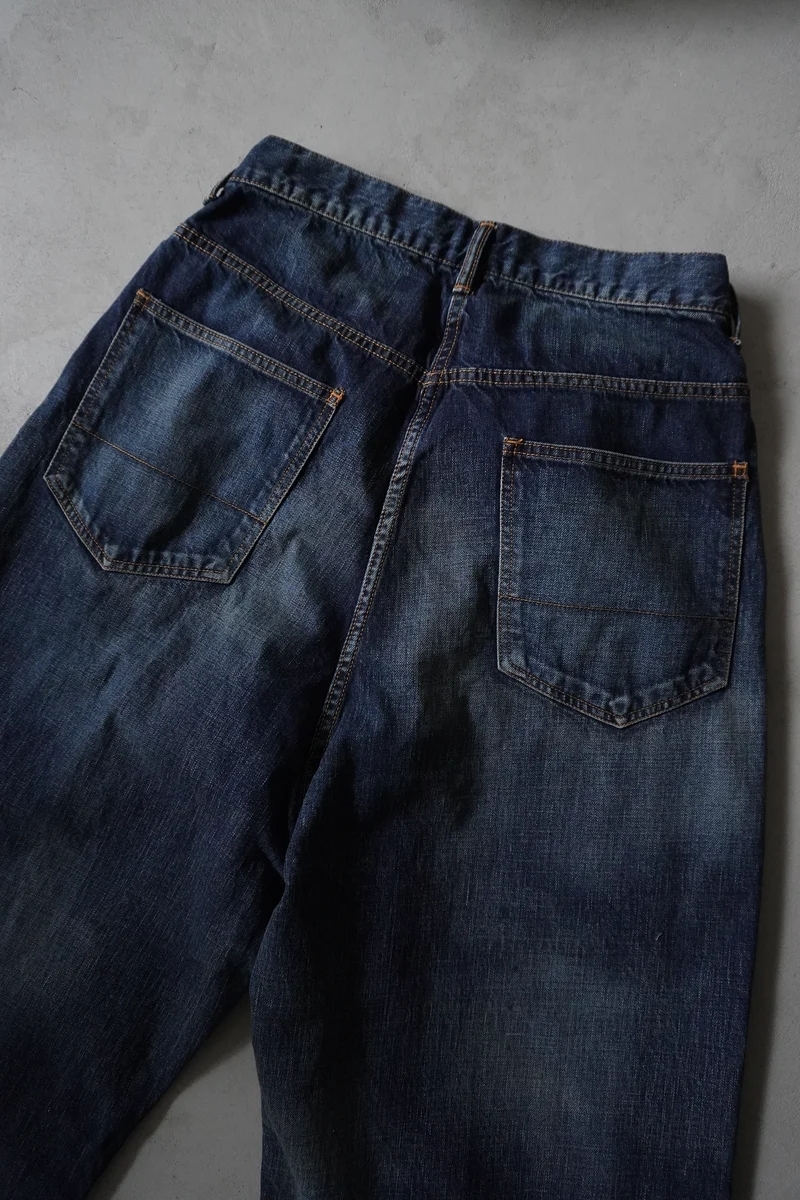 ANCELLM - AGING WIDE DENIM PANTS / INDIGO