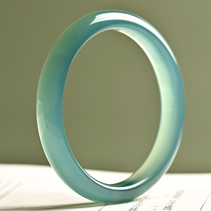 【玉鐲】遠山黛-湖水綠瑪瑙(圓條/福鐲)