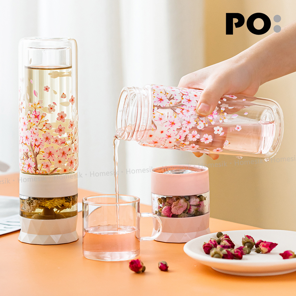 Easy Brew Glass Bottle - Pink  (Sakura Tree)