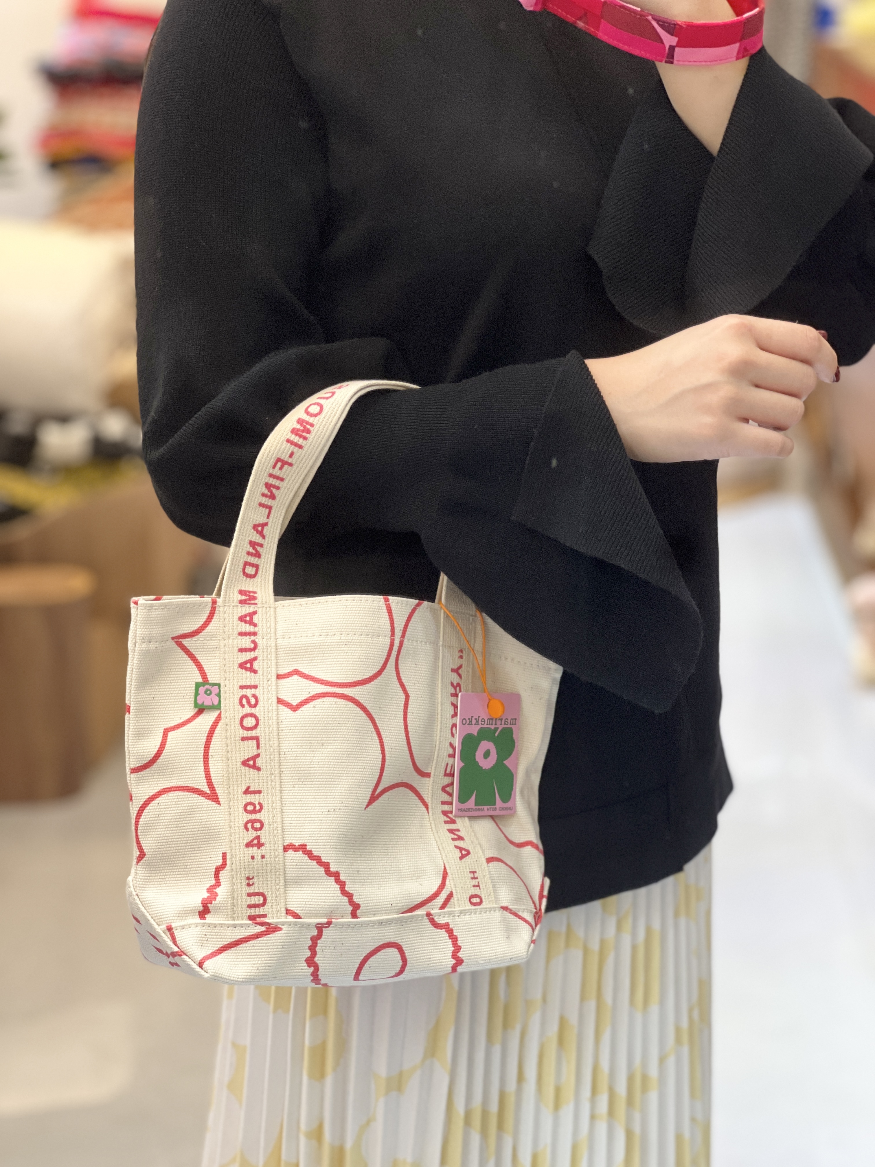 代購現貨 | 60th marimekko 帆布手挽tote - Pink unikko | CARRIER MINI PIIRTO UNIKKO BAG