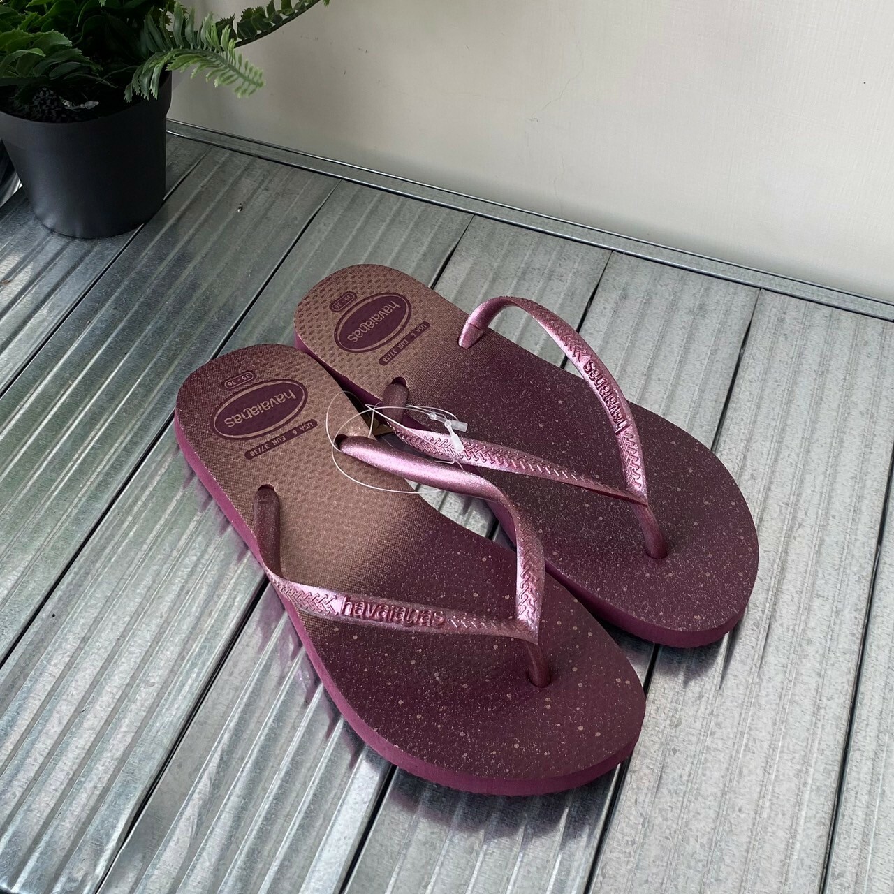 Havaianas 哈瓦仕Slim Gloss拖鞋女鞋夾腳拖 漸層 紫色 珠光 閃亮 4145617-5143W