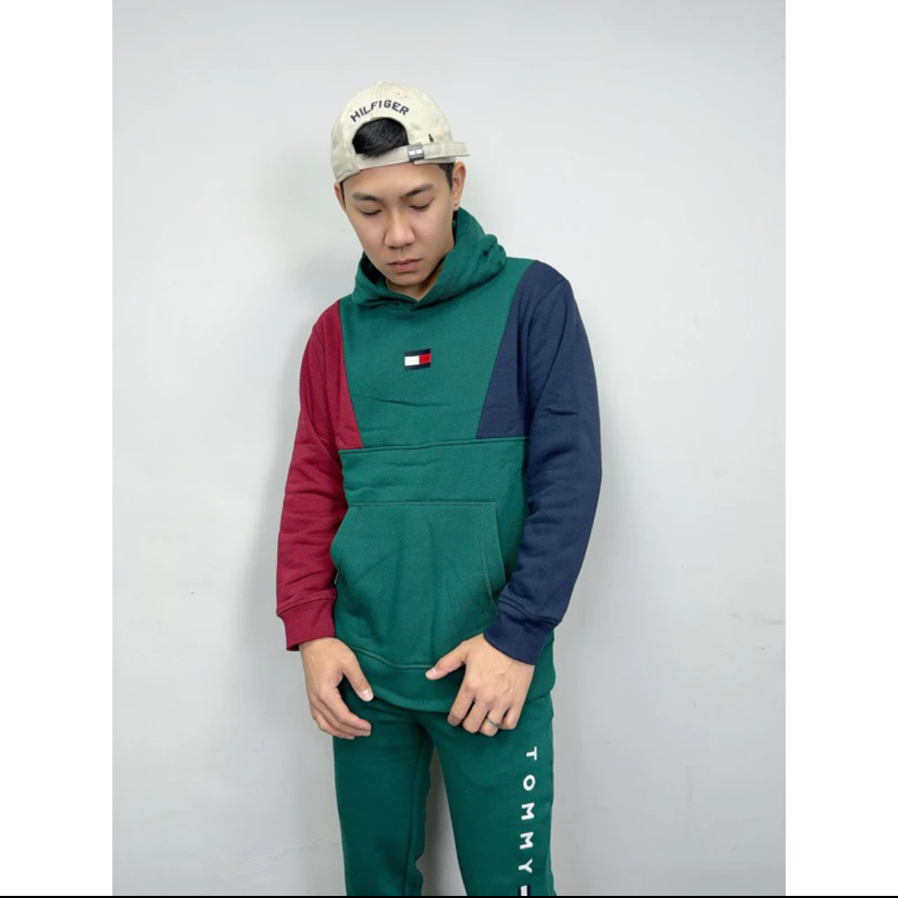 Tommy Hilfiger 拼接撞色 青年版 帽T 長袖