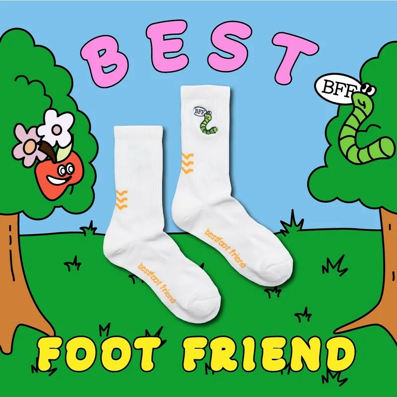 【Focus Store】現貨秒發 BFF Apple & Worm "White" 白色 蘋果與蟲長襪 BF23019