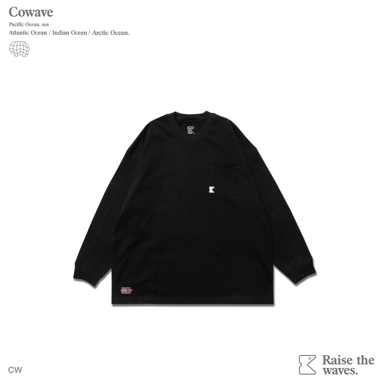 COWAVE 2023 2023-24 Fall & Winter Parallax LOGO Pocket L/S tee 黑色款