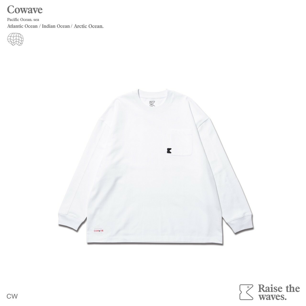 COWAVE 2023 2023-24 Fall & Winter Parallax LOGO Pocket L/S tee 白色款