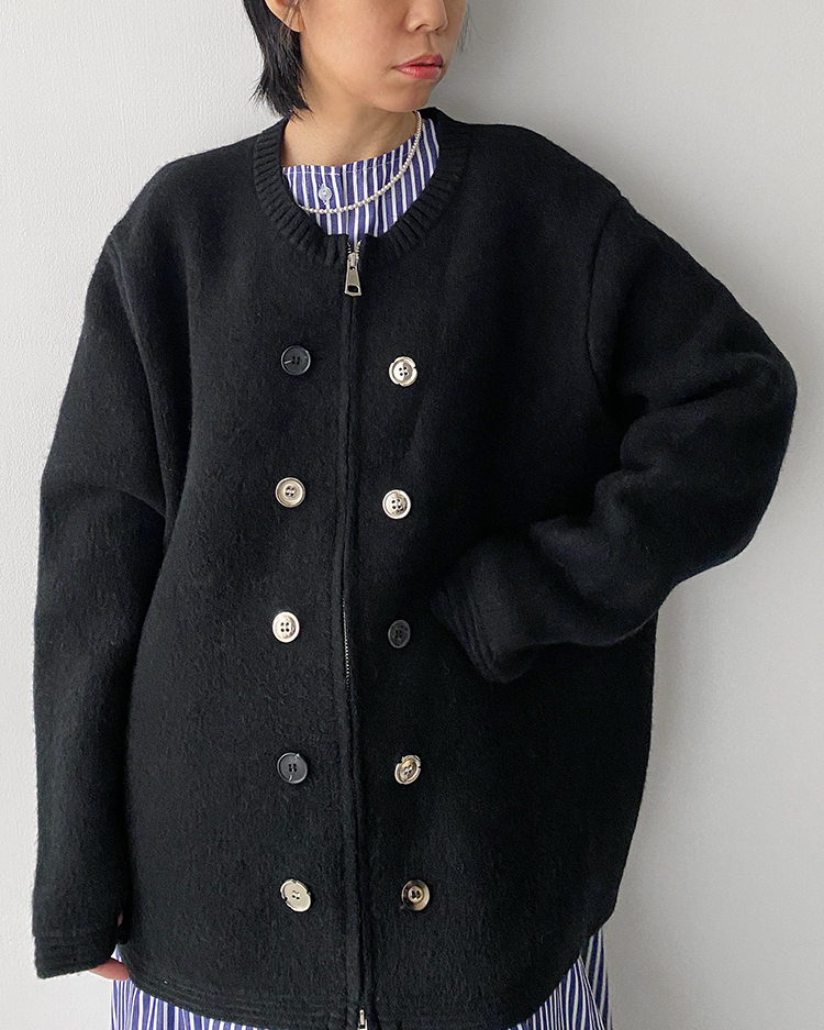 MFO-2458 排釦雙拉鍊外套 ʙʟᴀᴄᴋ