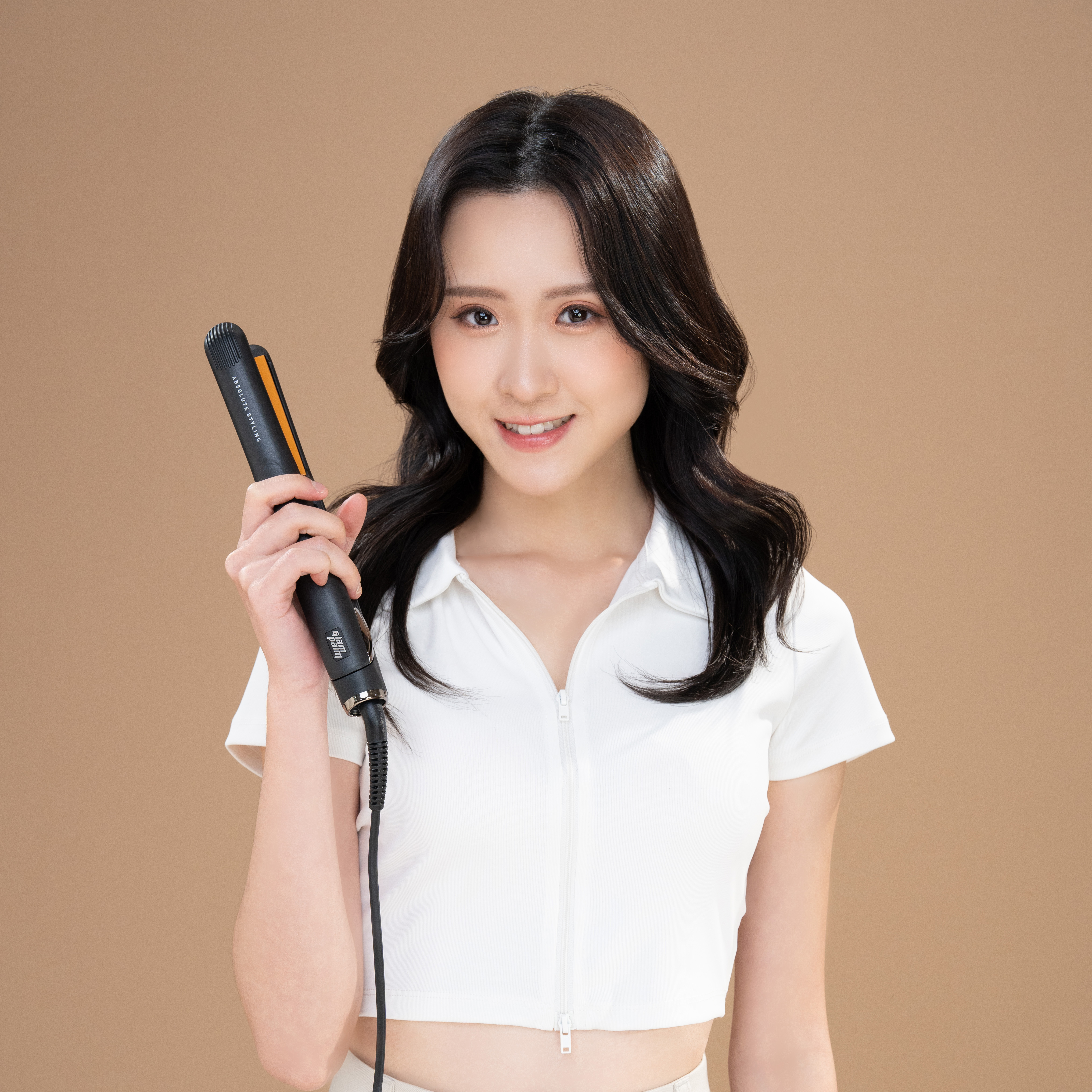 Glampalm GP202 專業造型夾 (弧形板面｜1寸闊) 經典黑橙色