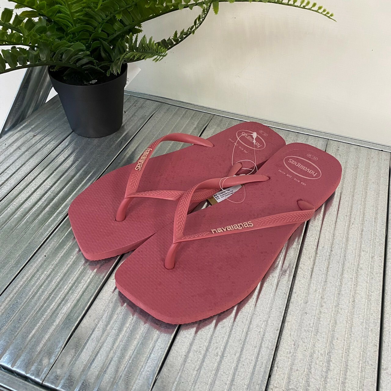 Havaianas 哈瓦仕 Slim Square Logo pop up拖鞋 夾腳拖 方頭 桃粉紅 女款 4148959-5190W