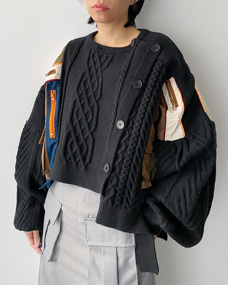 MFT-2466 拼接針織上衣 ʙʟᴀᴄᴋ