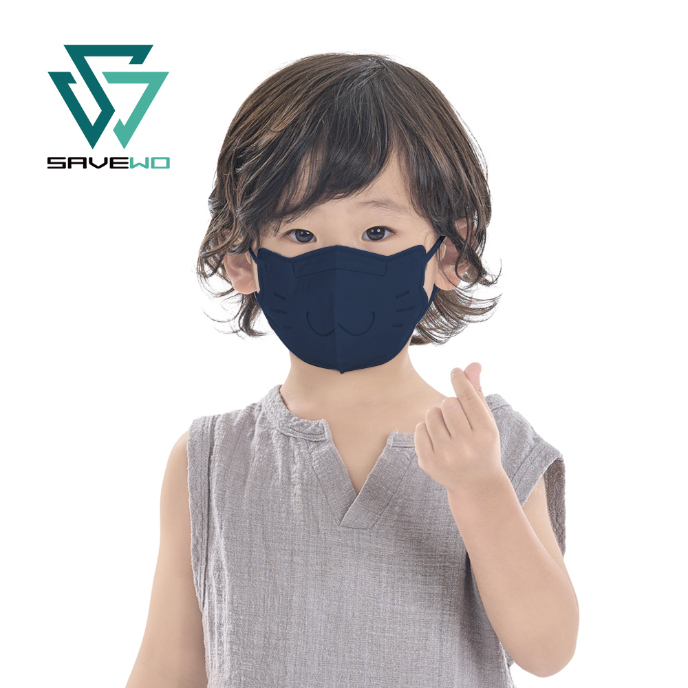 *KS 兒童細碼* SAVEWO 3DMEOW CADET BLUE 救世立體喵兒童防護口罩 深藍色(30片獨立包裝/盒) (2-6歲適用)