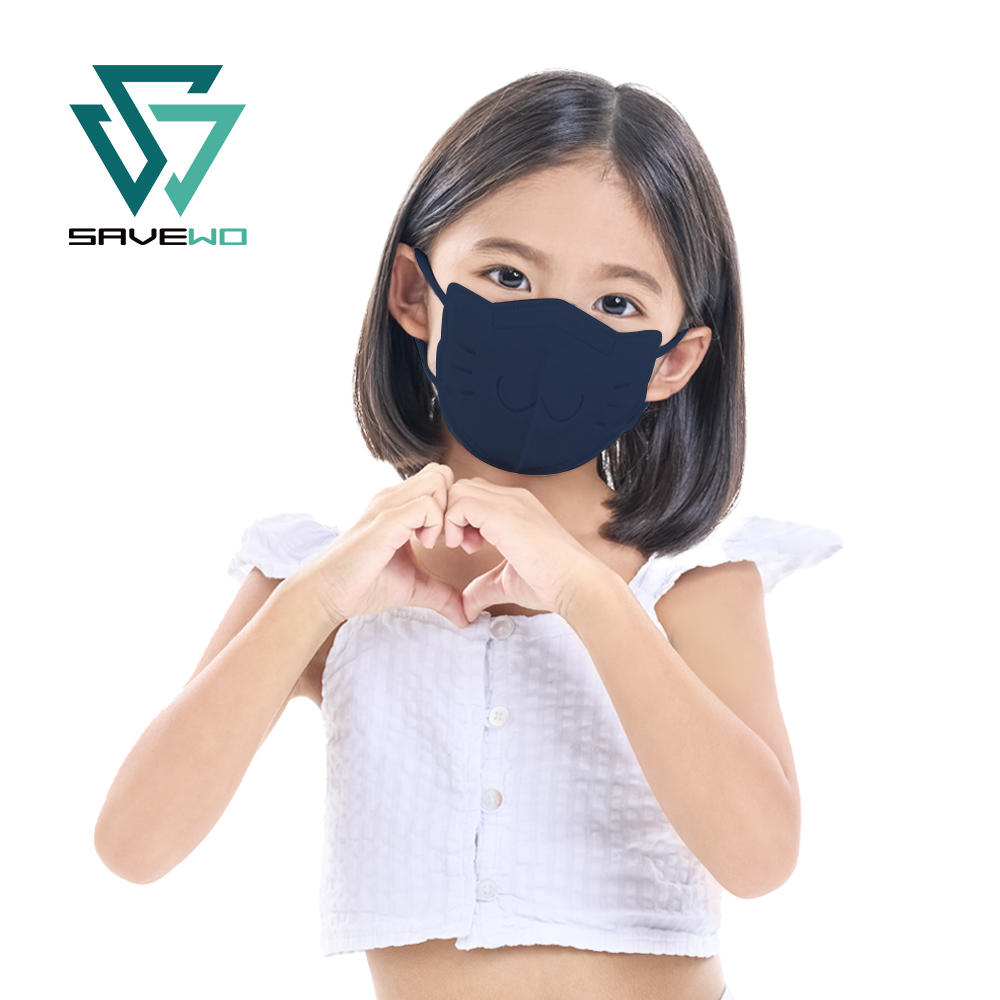 *KL 兒童大碼* SAVEWO 3DMEOW CADET BLUE 救世立體喵兒童防護口罩 深藍色 (30片獨立包裝/盒) (7-13歲適用)