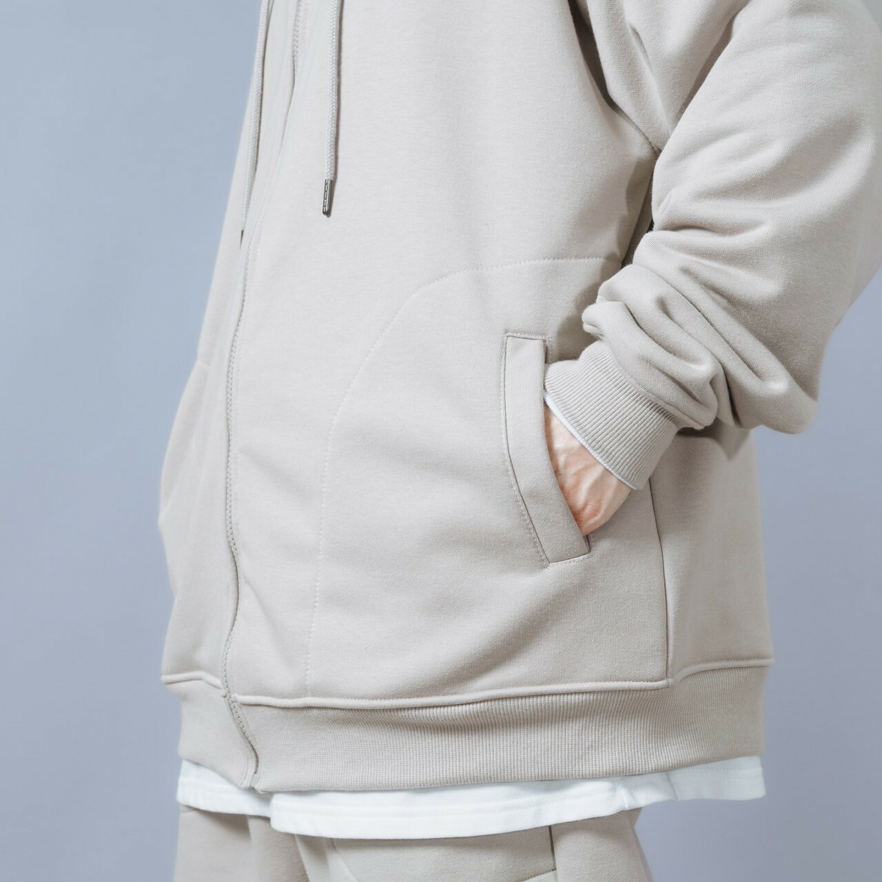 #17677 極厚磅圓弧口袋連帽外套 棉褲