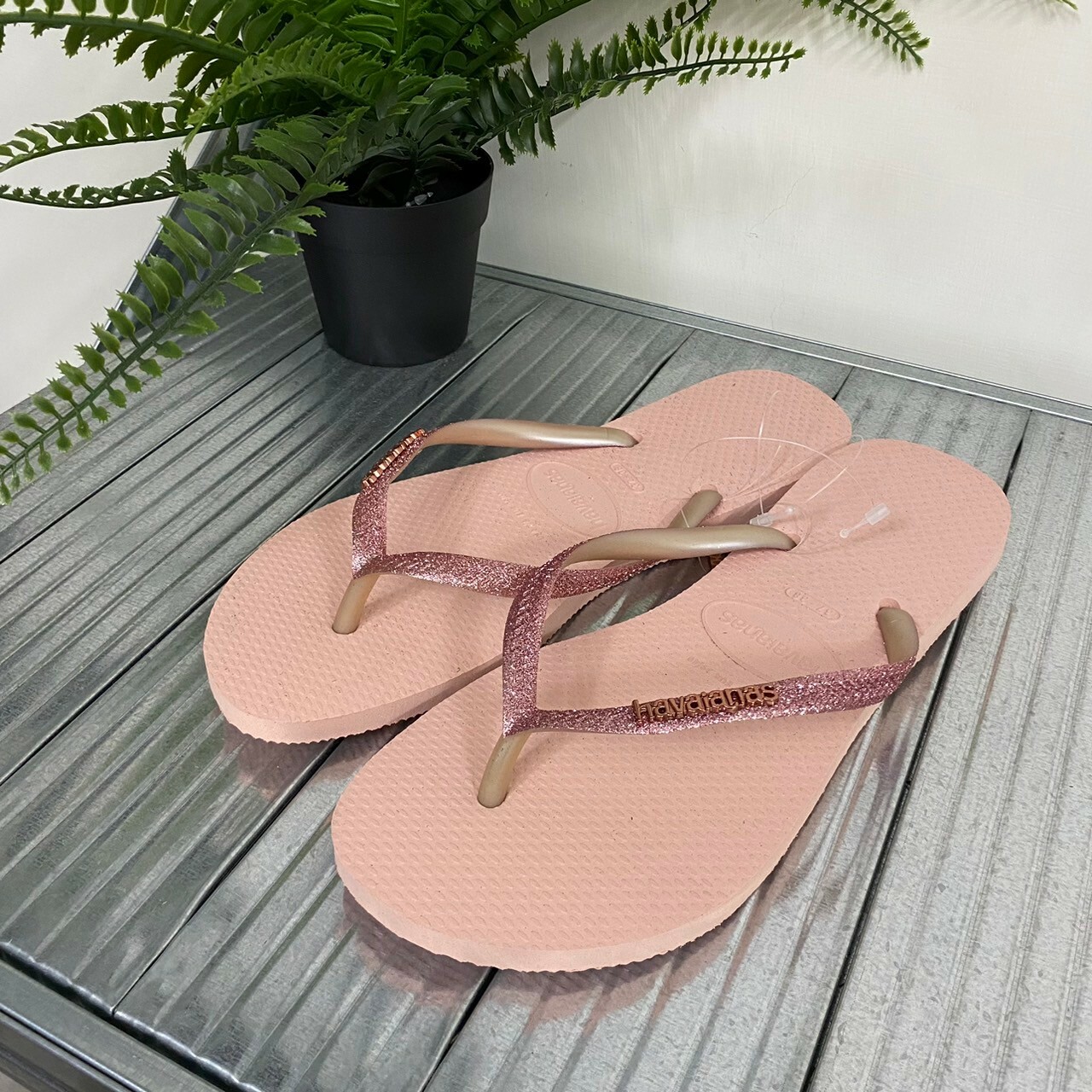 Havaianas 哈瓦仕 Slim Glitter li 拖鞋 夾腳拖 淺粉紅 閃亮 女款 4146975-9898W