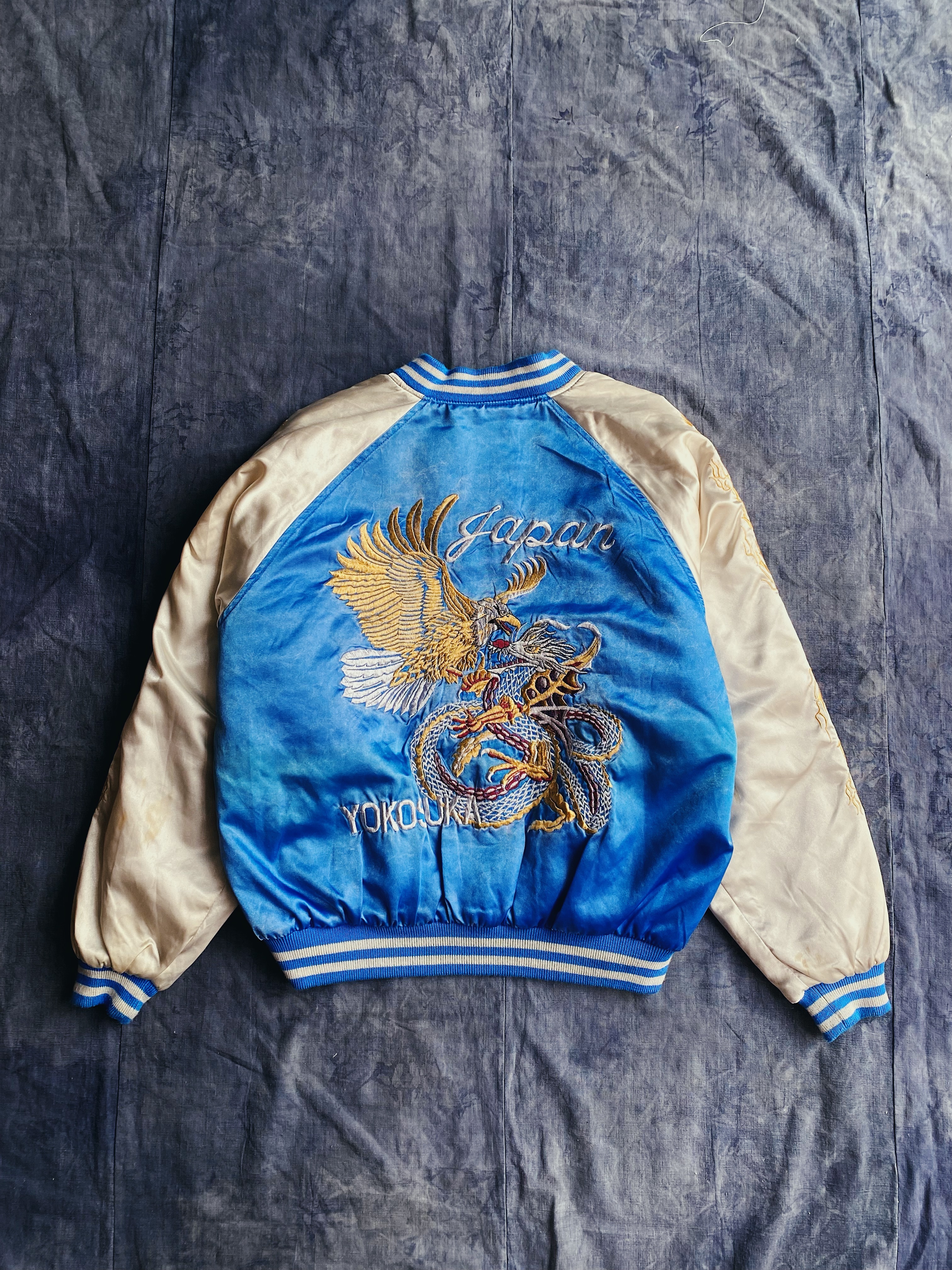Vintage Japanese Souvenir Jacket /日本橫須賀刺繡外套-藍色龍鷹和柄