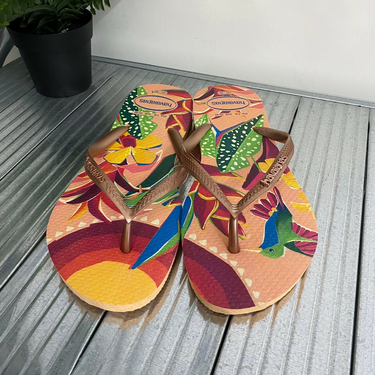 Havaianas 哈瓦仕 Slim Tropical 拖鞋 夾腳拖 熱帶風 粉色系 4122111-0027w