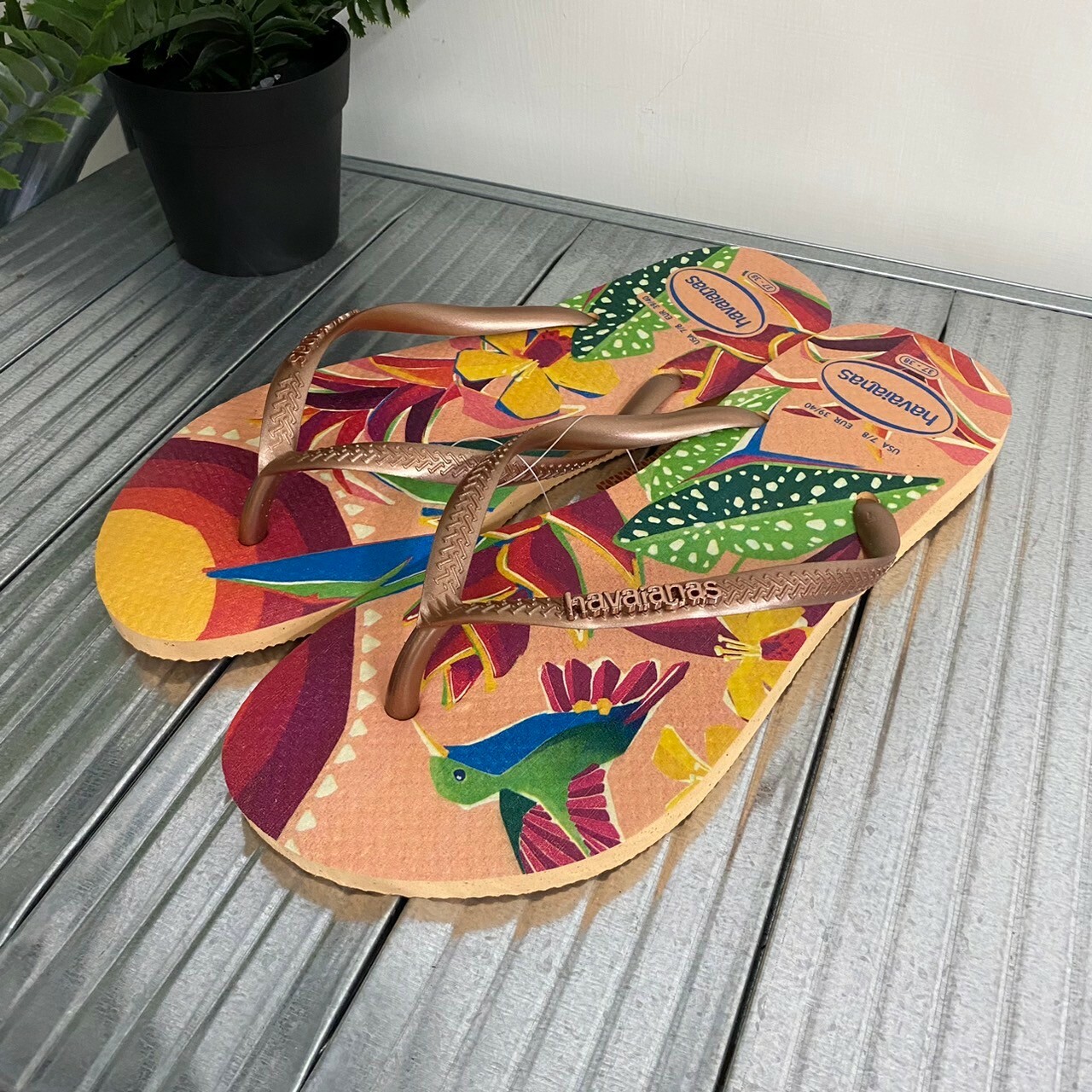 Havaianas 哈瓦仕 Slim Tropical 拖鞋 夾腳拖 熱帶風 粉色系 4122111-0027w