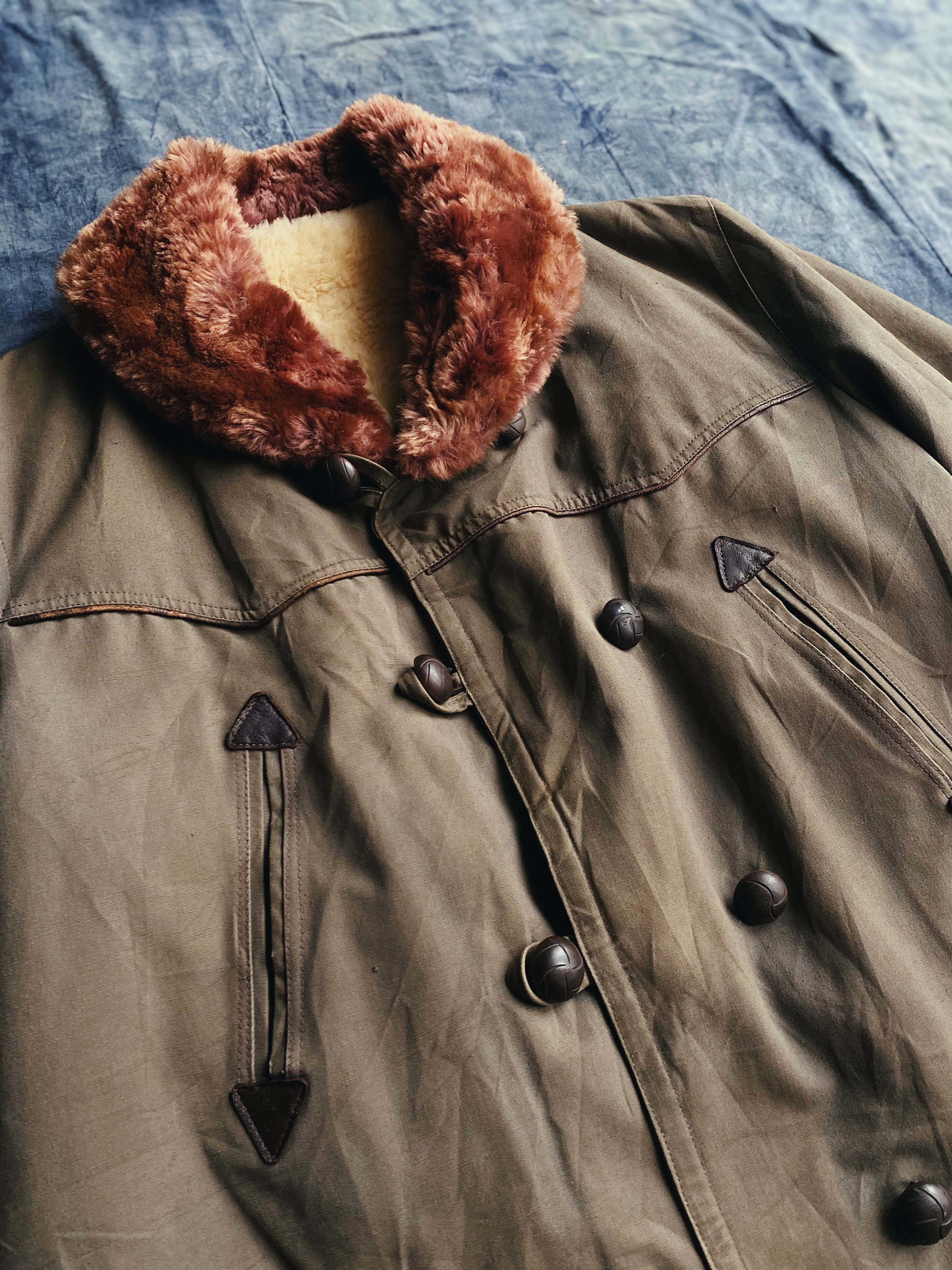 Vintage 50s French 'Canadienne' Barnstormer Mackinaw Jacket  / 法國50年代吉普車雙排扣大衣-軍綠