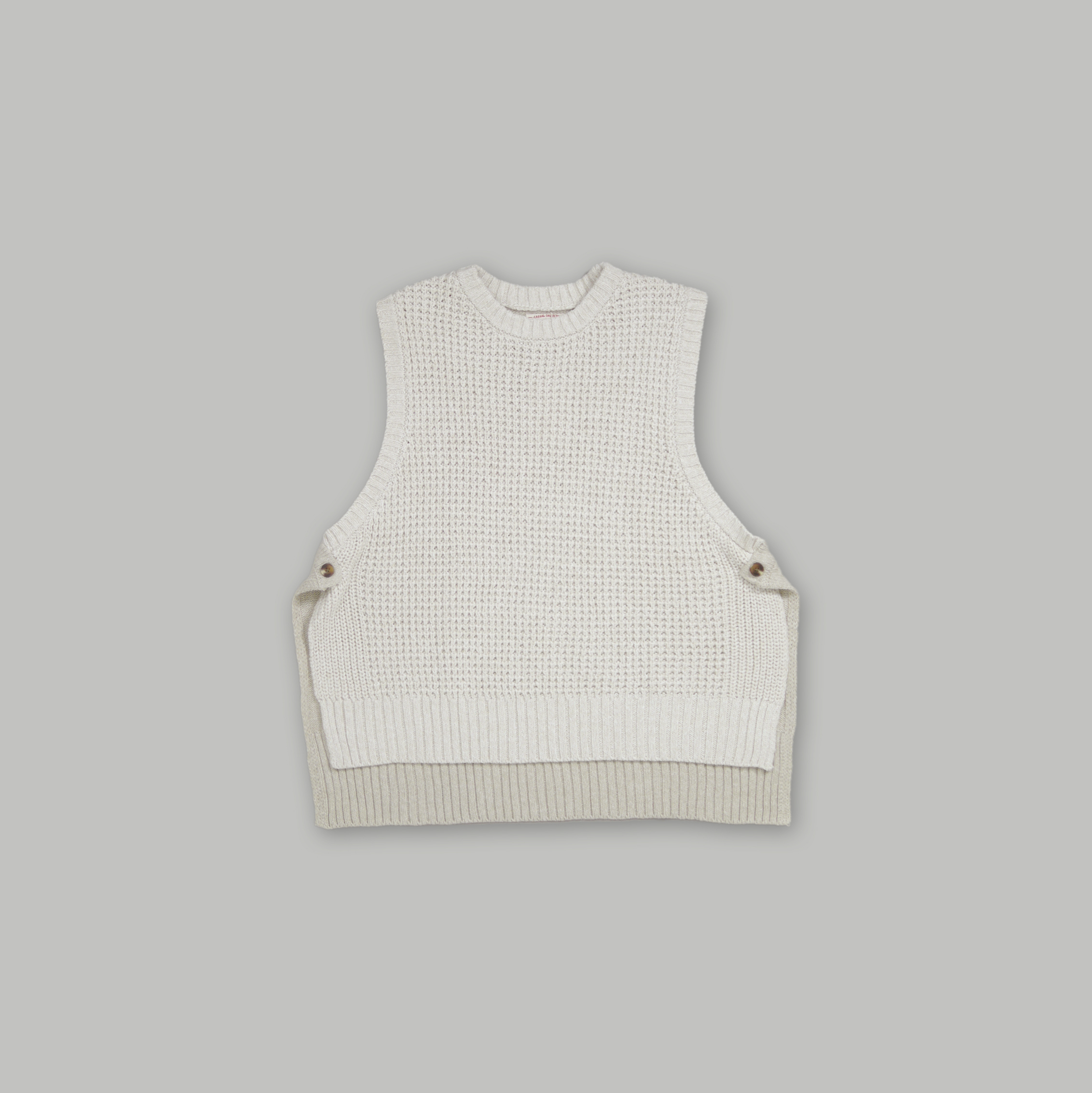 J.P.L. 圓領華夫格針織側釦背心 ╭ 2色 ╮